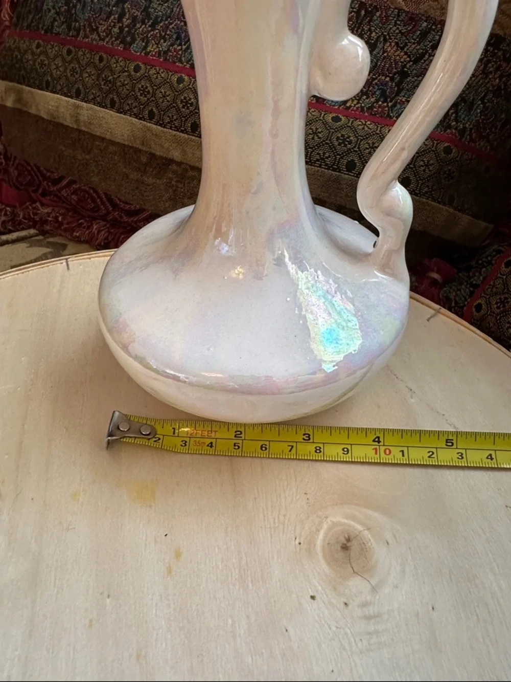 Iridescent White vintage Ceramic Pitcher/Bud Vase - Picture 8 of 8